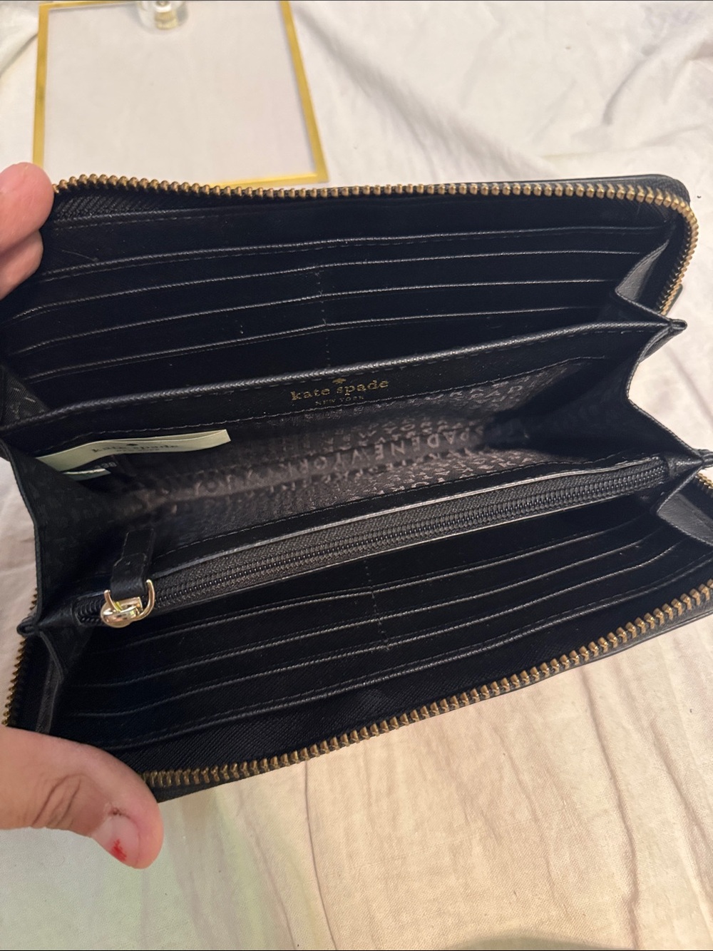kate spade Black & White Grid Tote with Matching Wallet - Picture 6 of 7